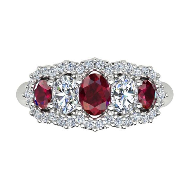 18ct White Gold Diamond & Ruby Dress Ring