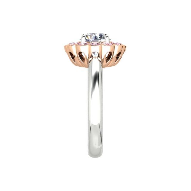 18ct White & Rose Gold Argyle Origin Pink Diamond Halo Dress Ring