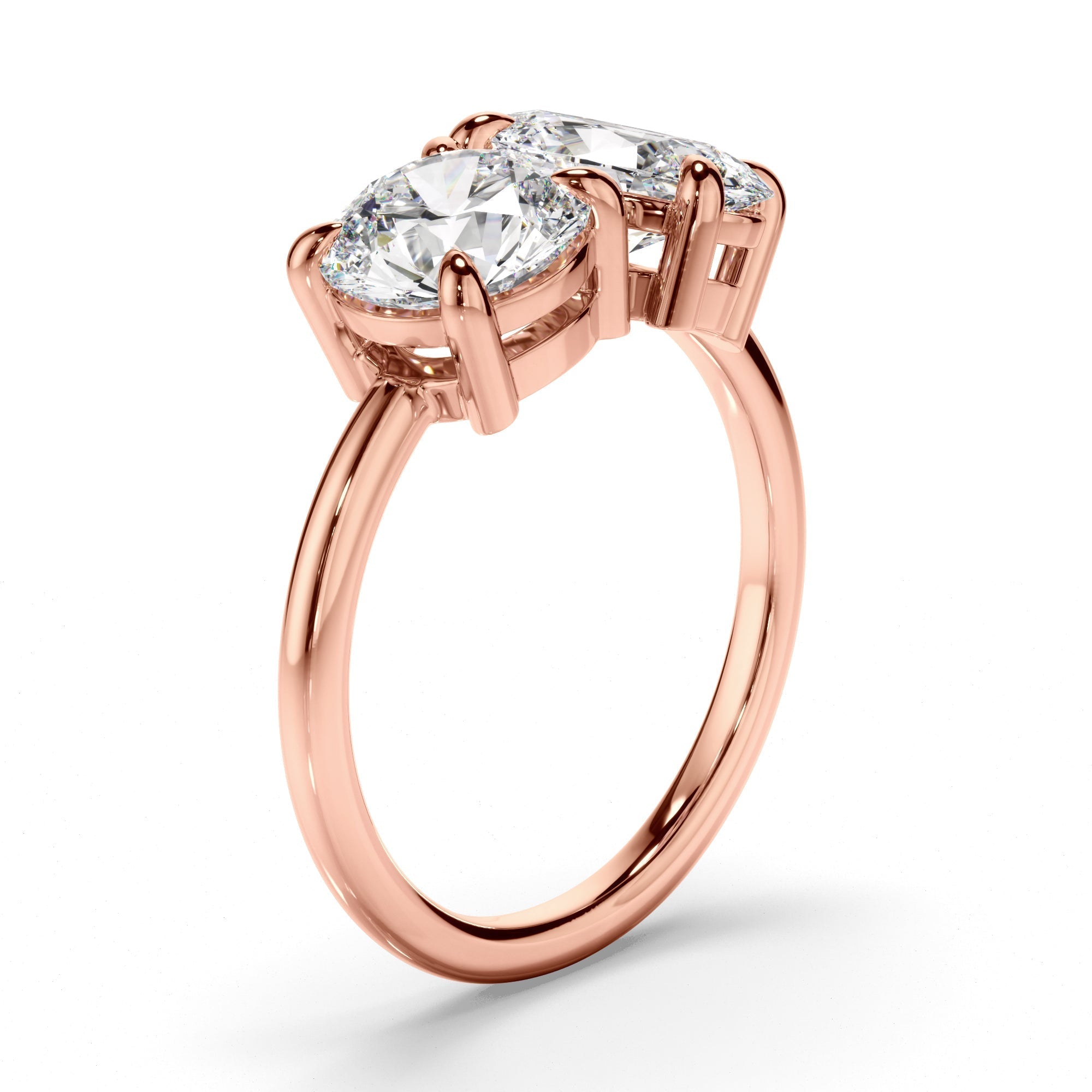 Round Brilliant & Oval Cut Diamond Toi et Moi Engagement Ring