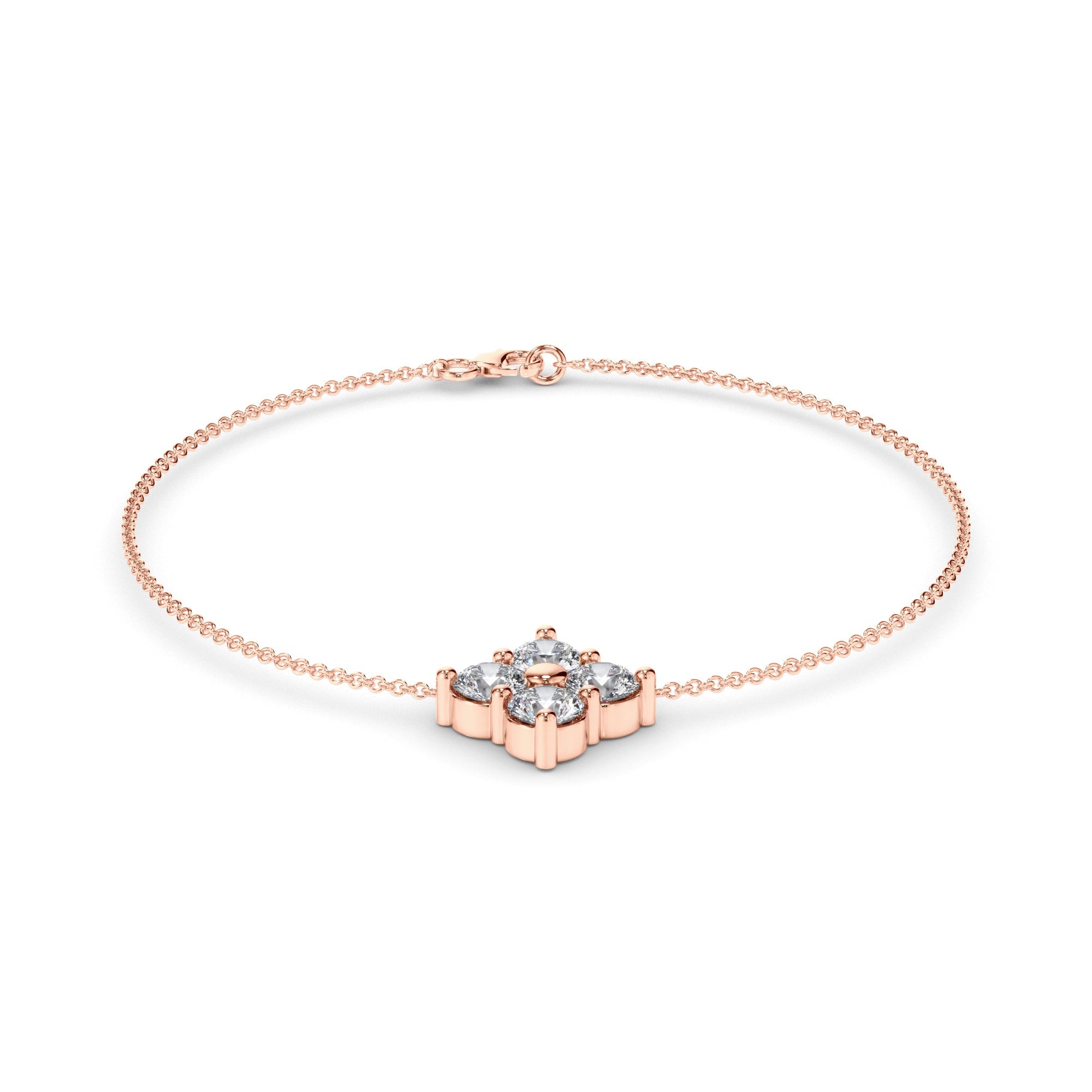 Round Brilliant Cut Laboratory Grown Diamond Clover Style Bracelet
