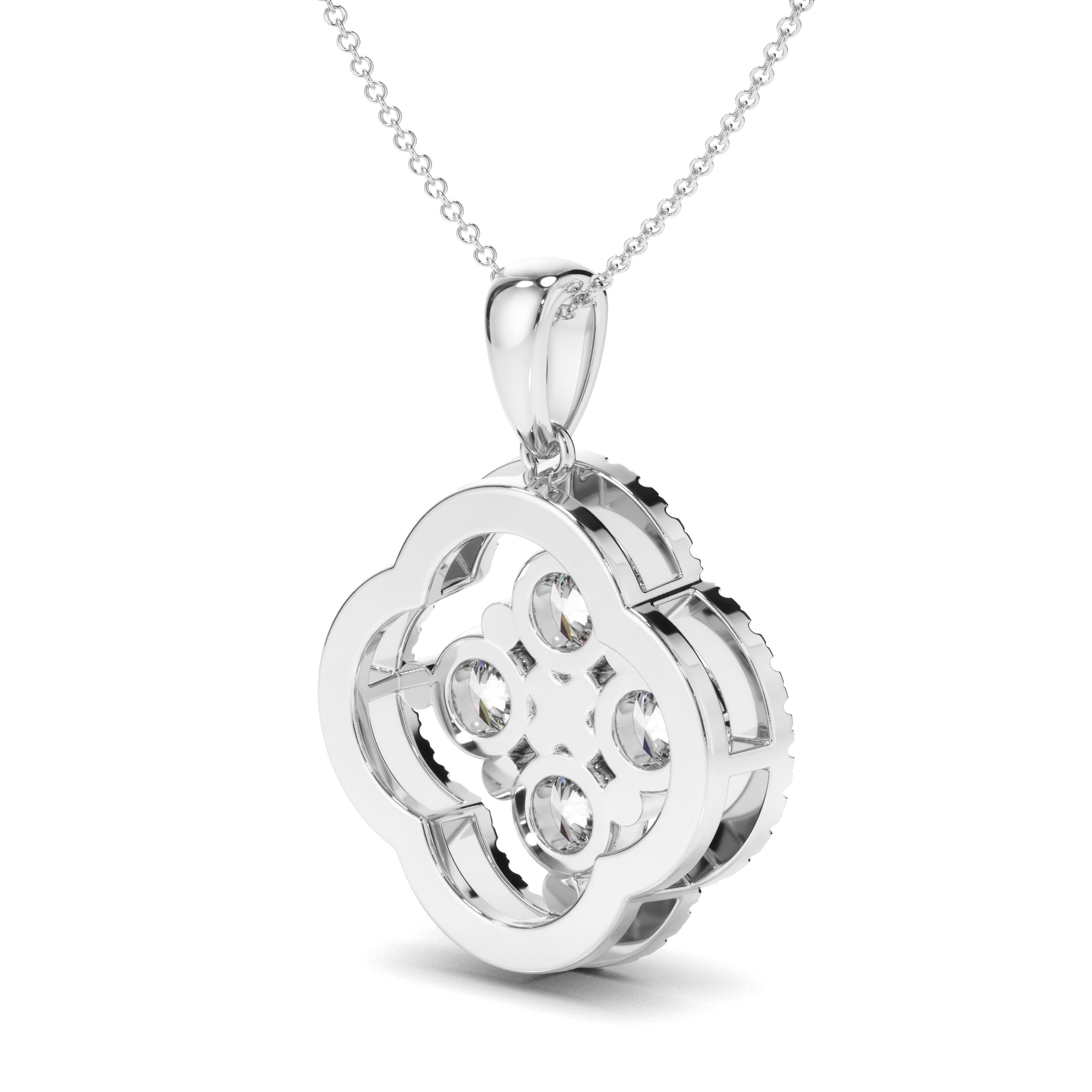 Round Brilliant Cut Diamond Clover Pendant