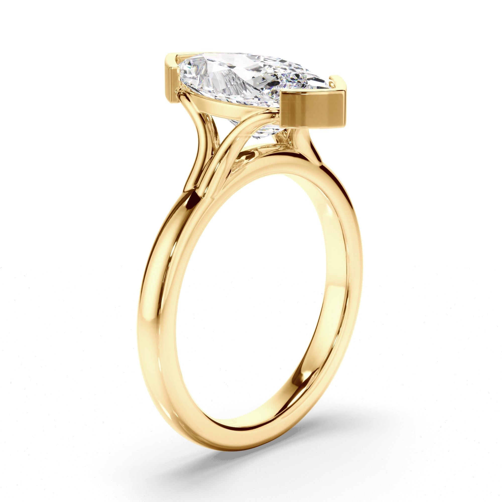 Marquise Cut Diamond Half-Bezel Set Engagement Ring