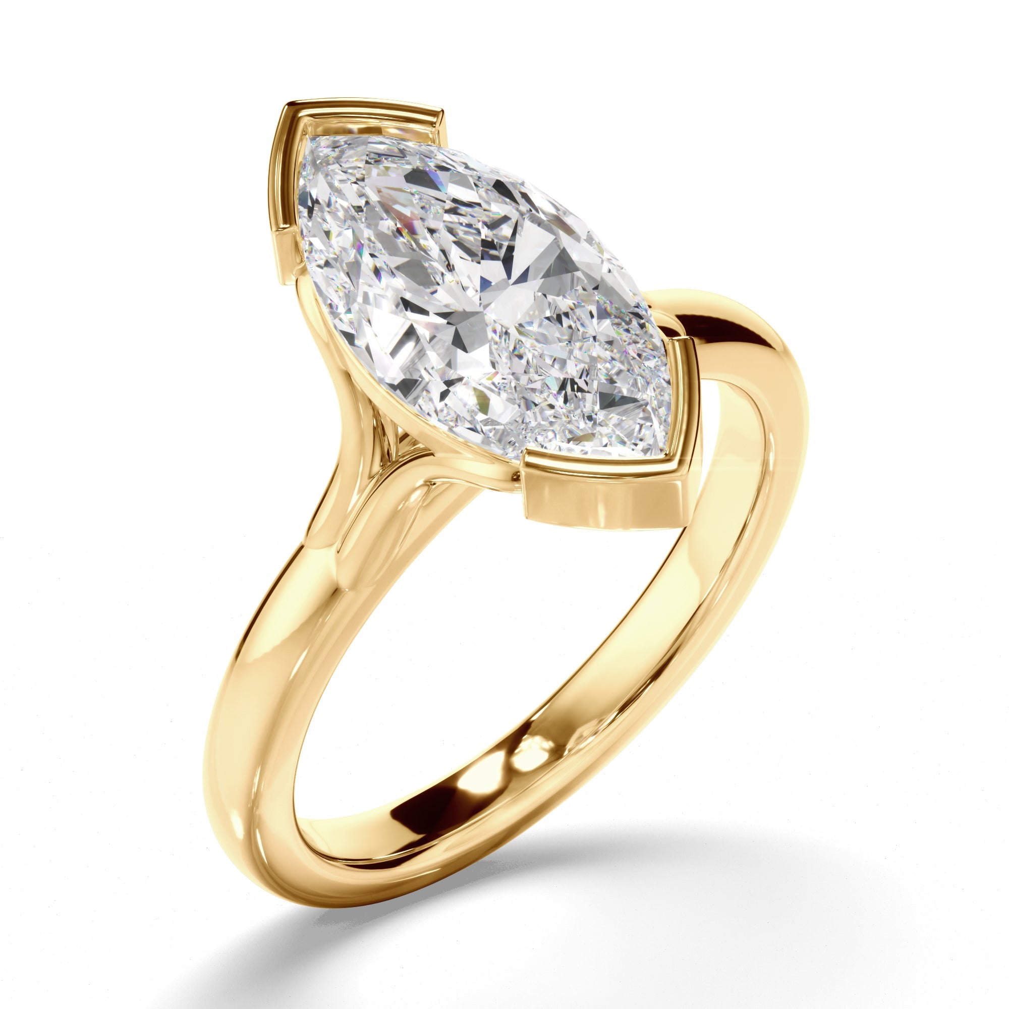 Marquise Cut Diamond Half-Bezel Set Engagement Ring