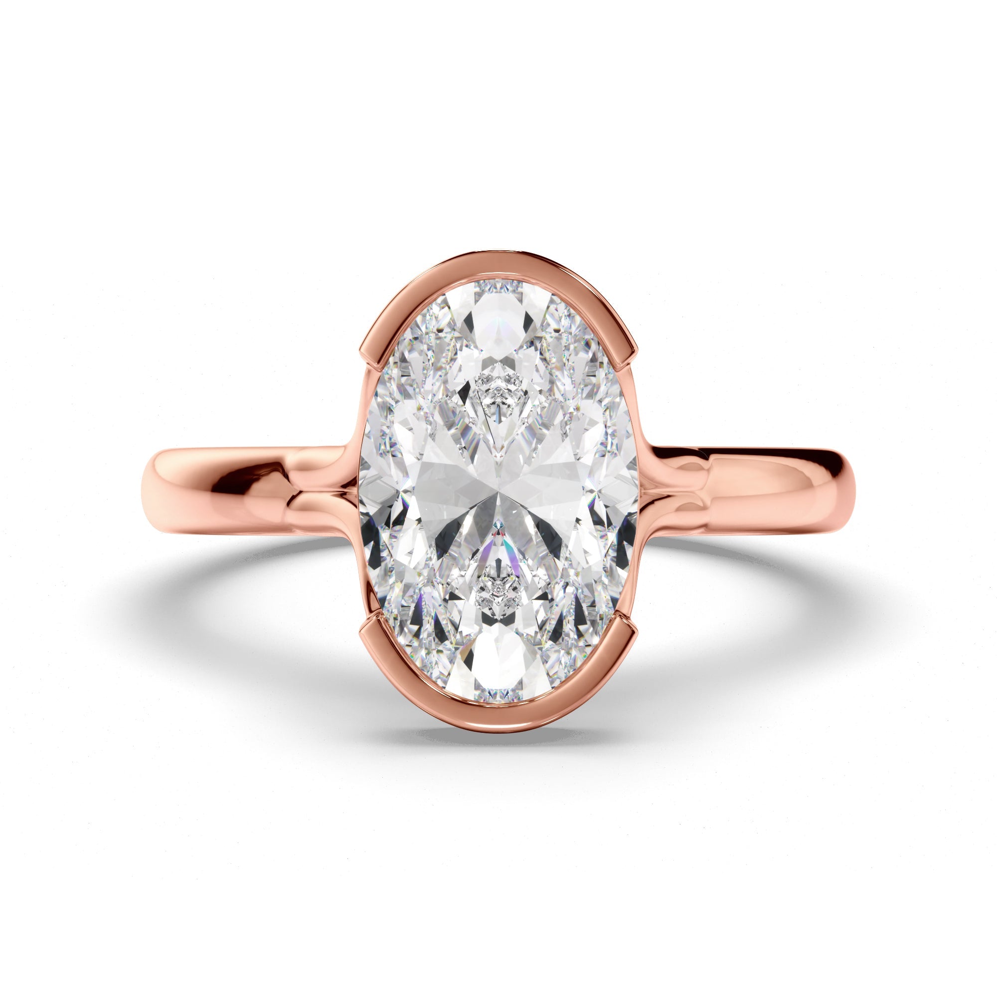 Oval Cut Diamond Half-Bezel Set Engagement Ring