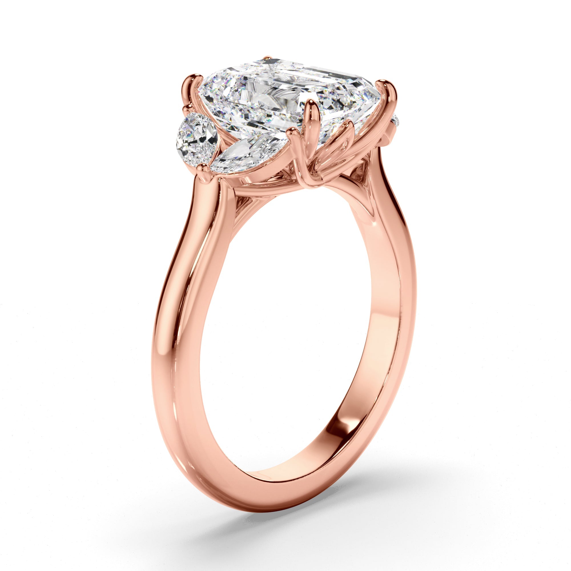 Emerald Cut Diamond Engagement Ring with Marquise Sides