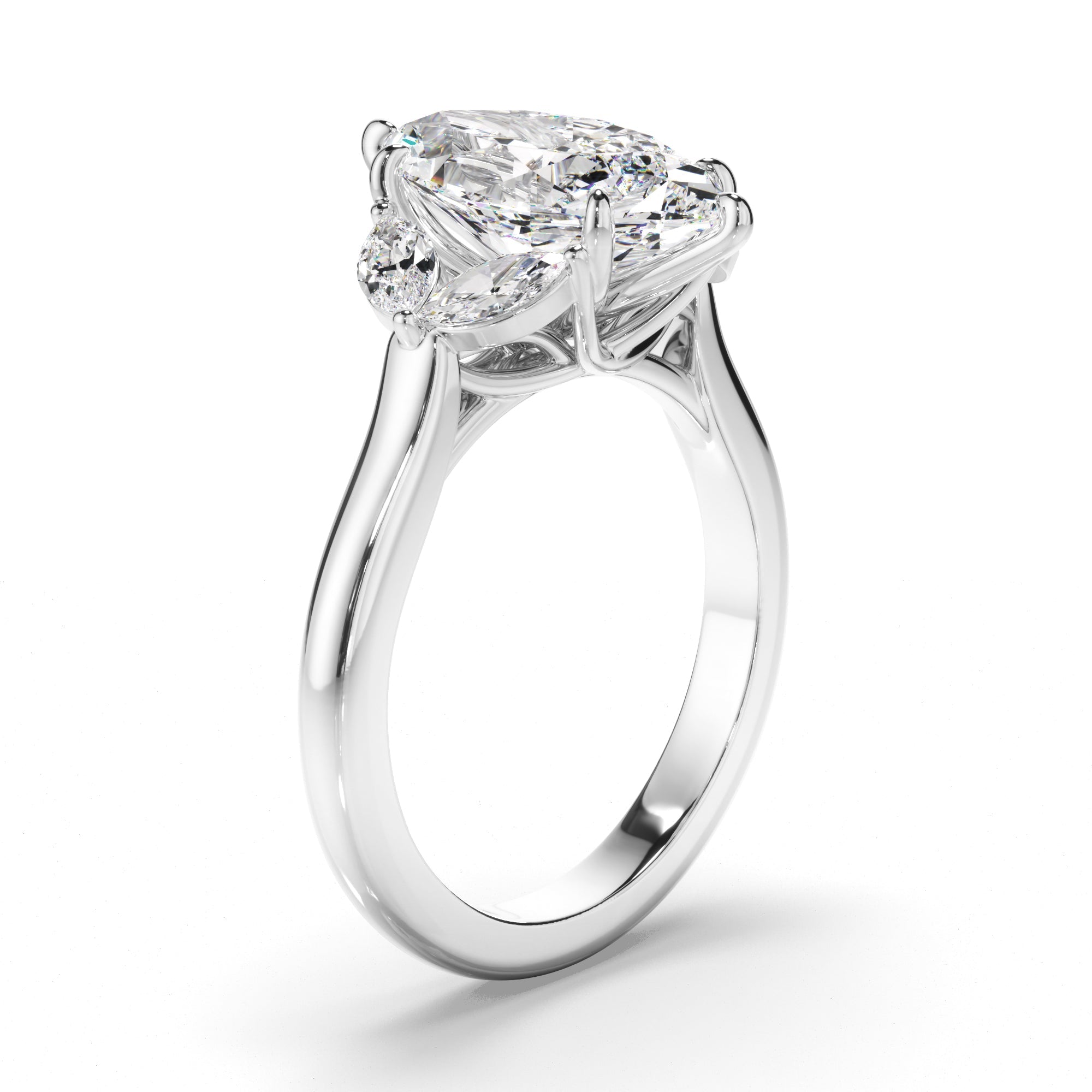 Marquise Cut Diamond Engagement Ring with Marquise Sides