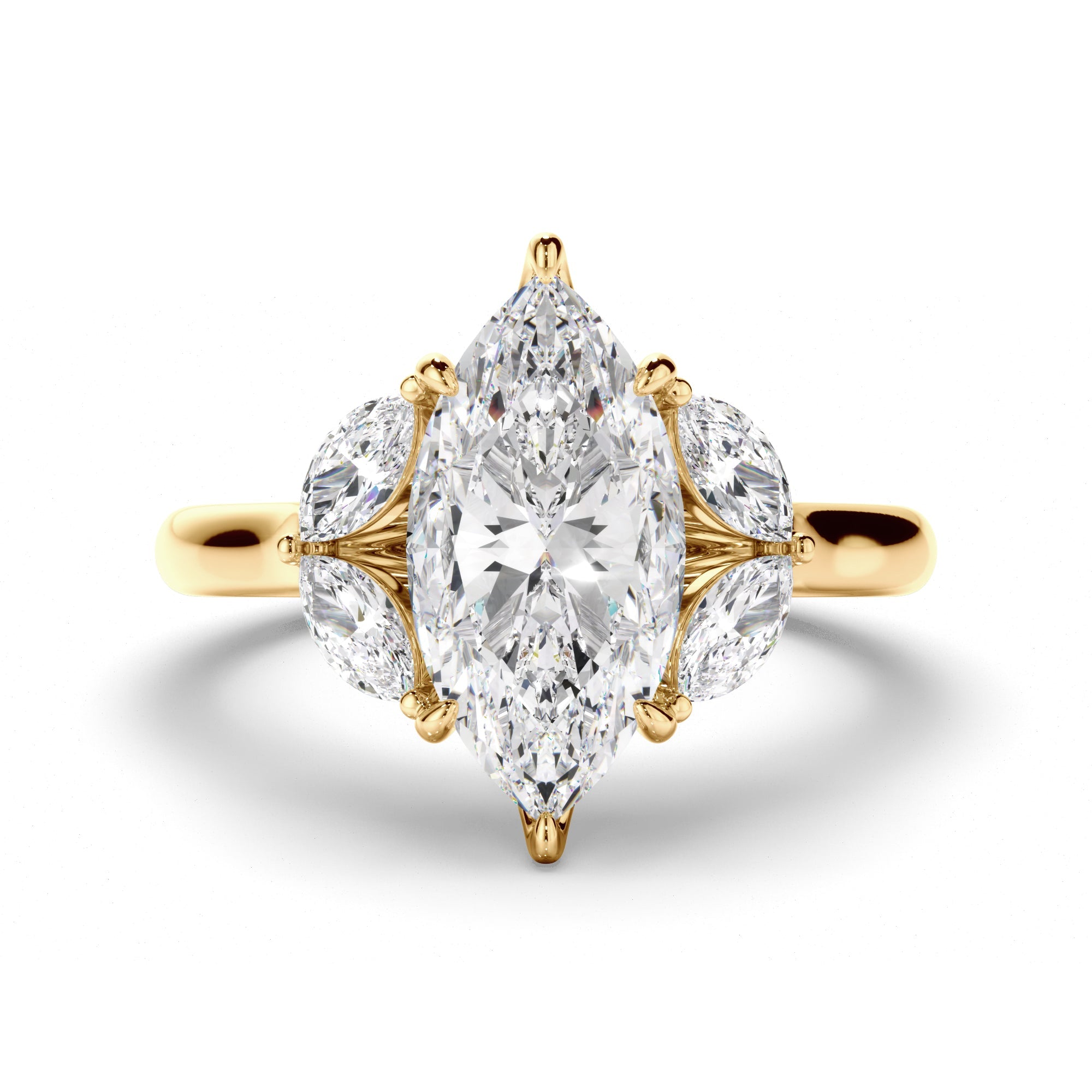 Marquise Cut Diamond Engagement Ring with Marquise Sides