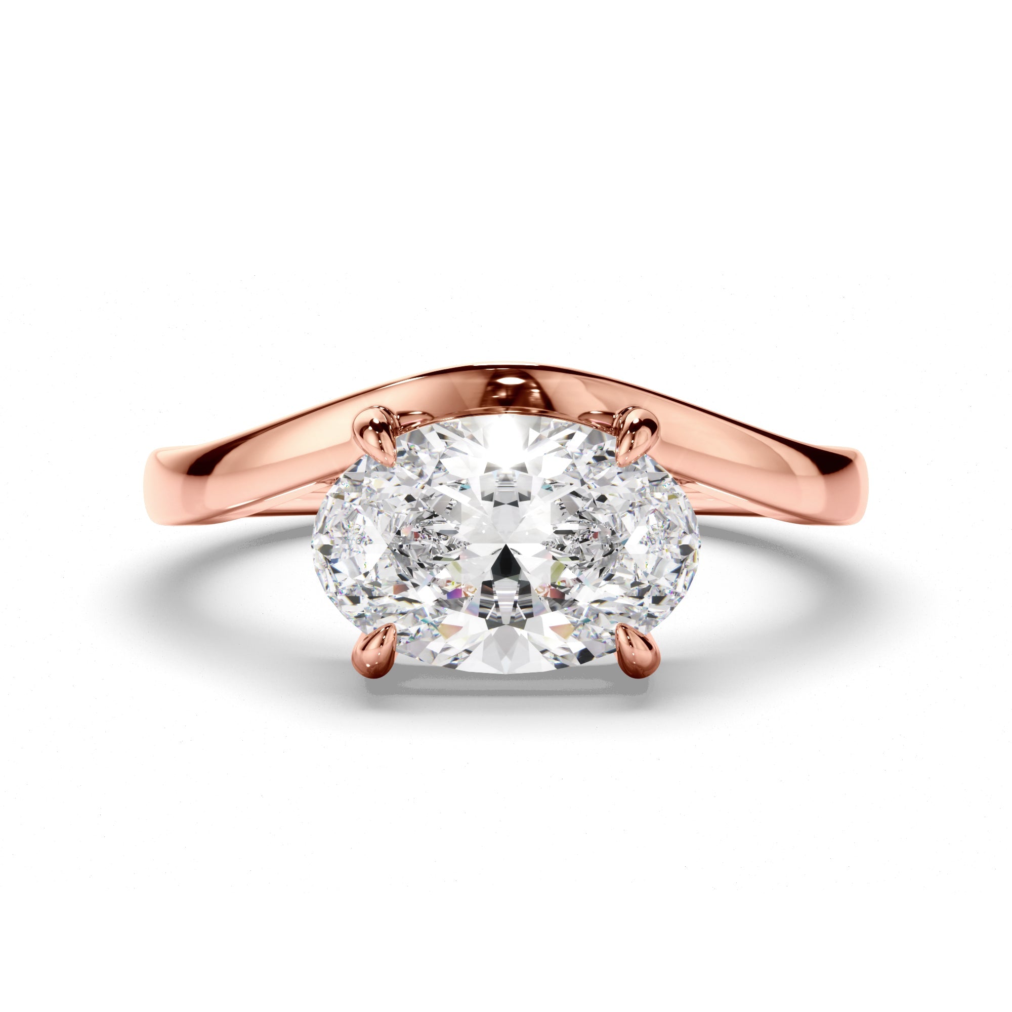 Oval Cut Diamond Wave Set Engagement Ring