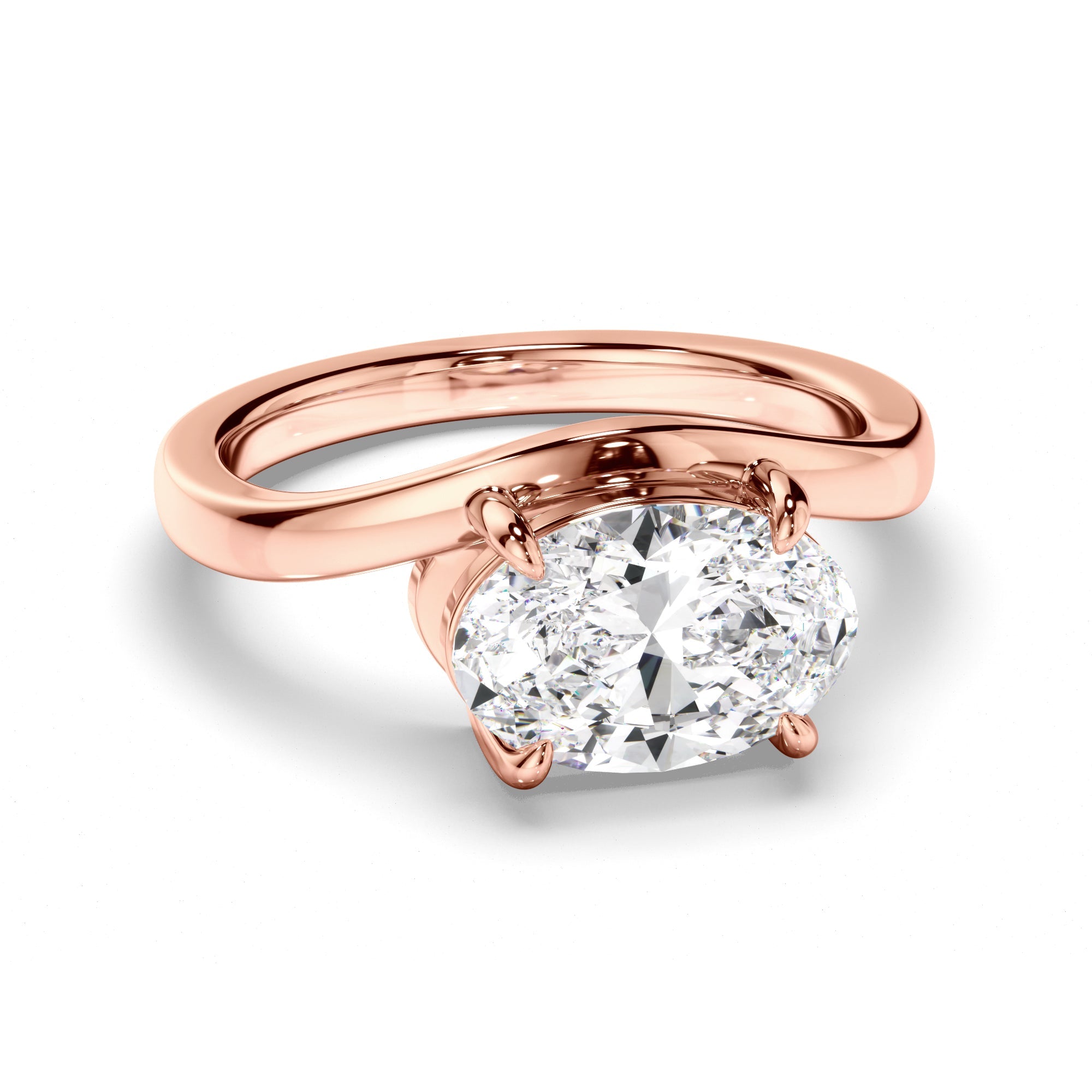 Oval Cut Diamond Wave Set Engagement Ring