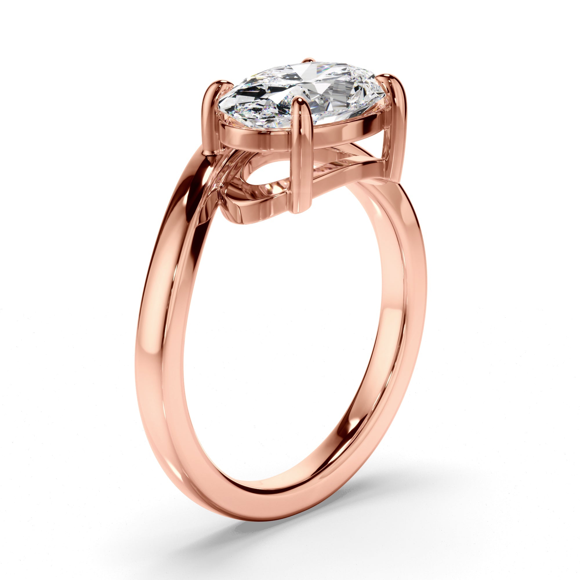 Oval Cut Diamond Wave Set Engagement Ring