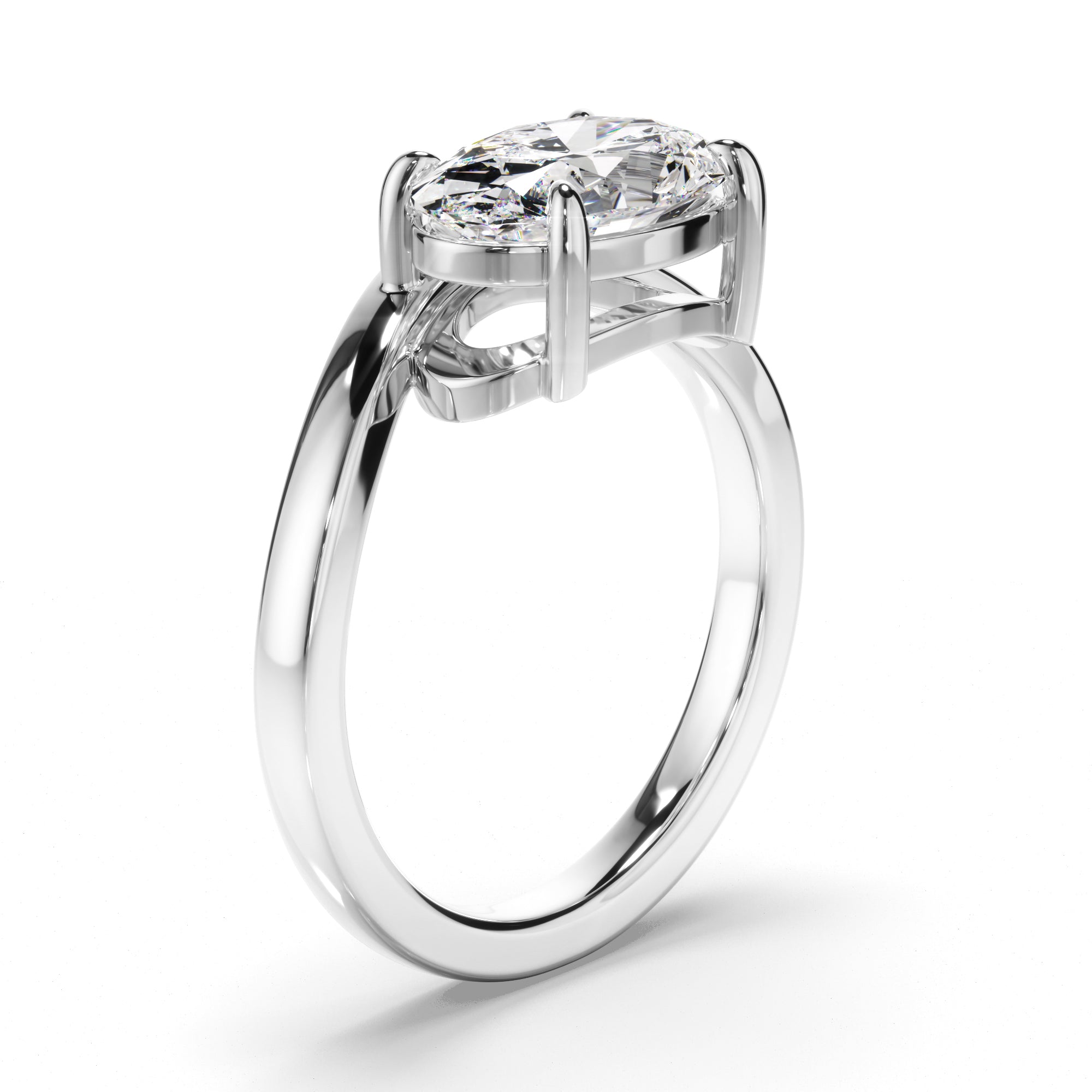 Oval Cut Diamond Wave Set Engagement Ring