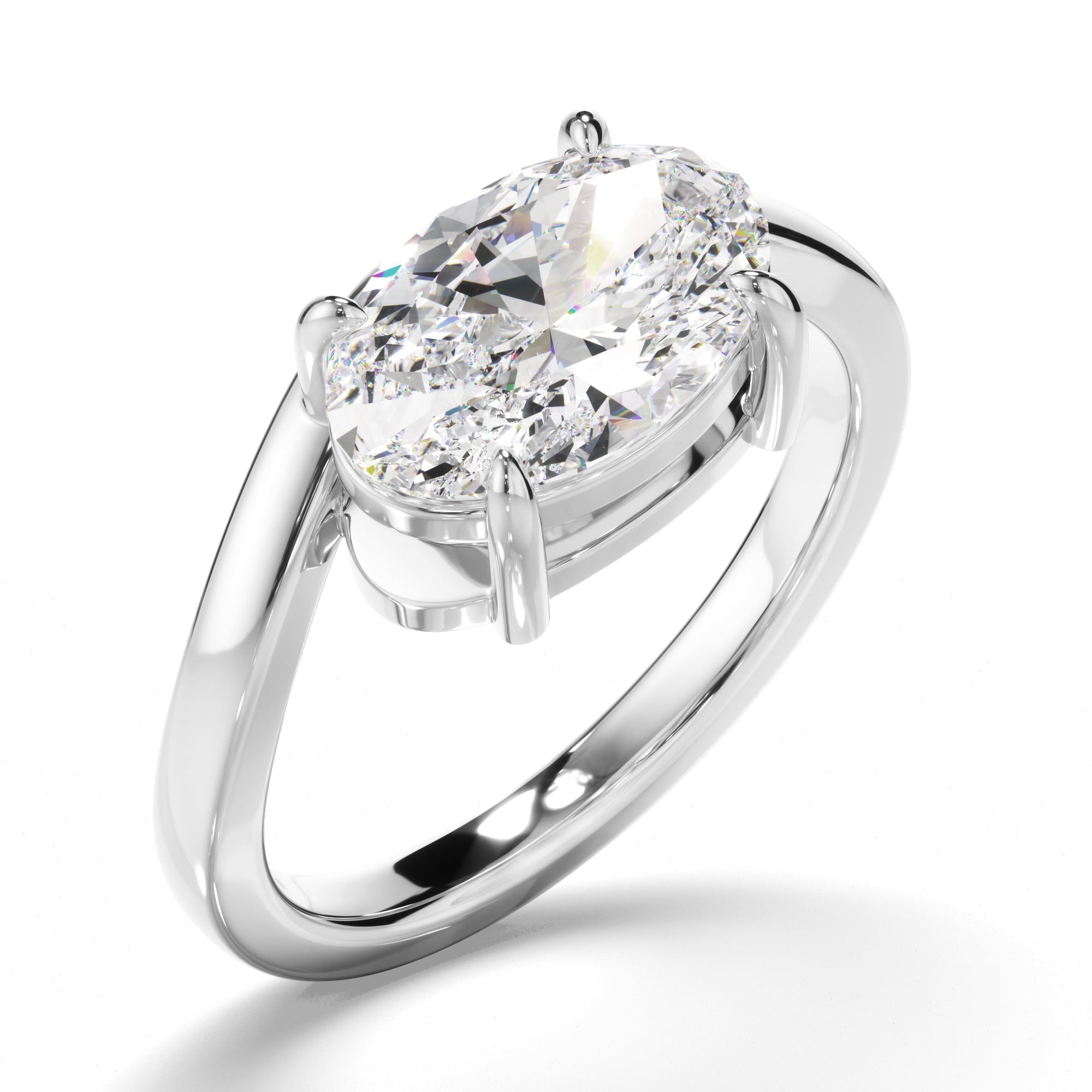 Oval Cut Diamond Wave Set Engagement Ring