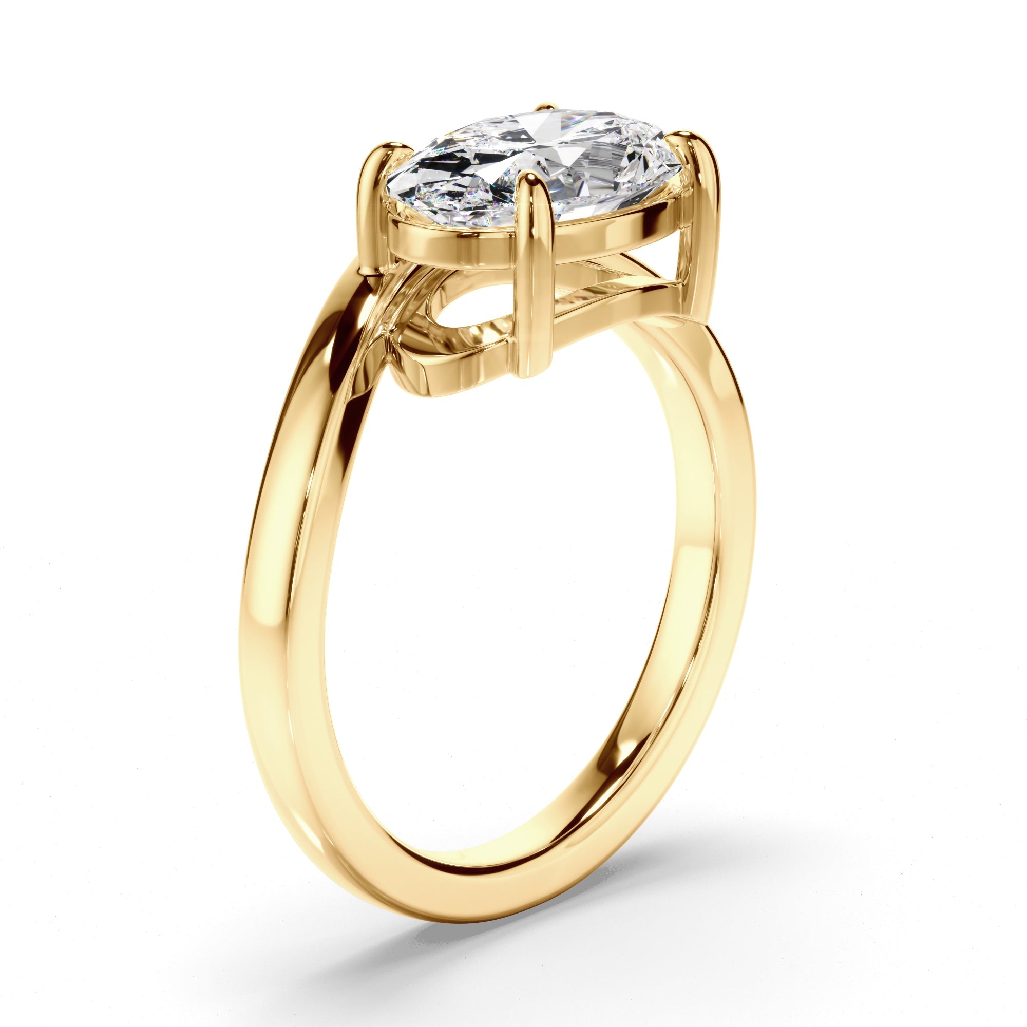 Oval Cut Diamond Wave Set Engagement Ring