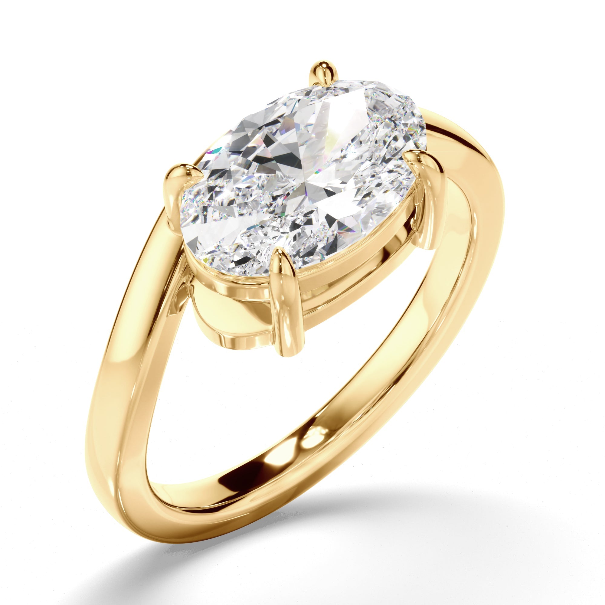 Oval Cut Diamond Wave Set Engagement Ring