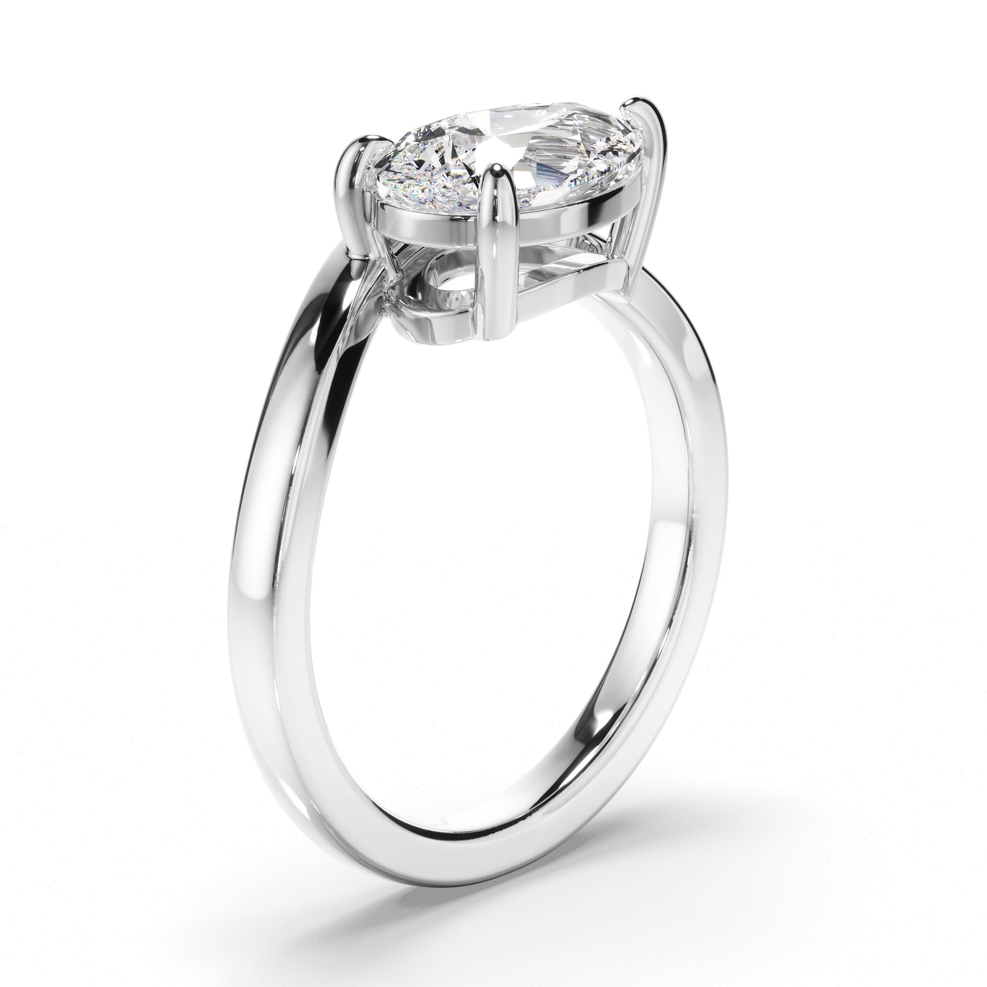Pear Cut Diamond Wave Set Engagement Ring