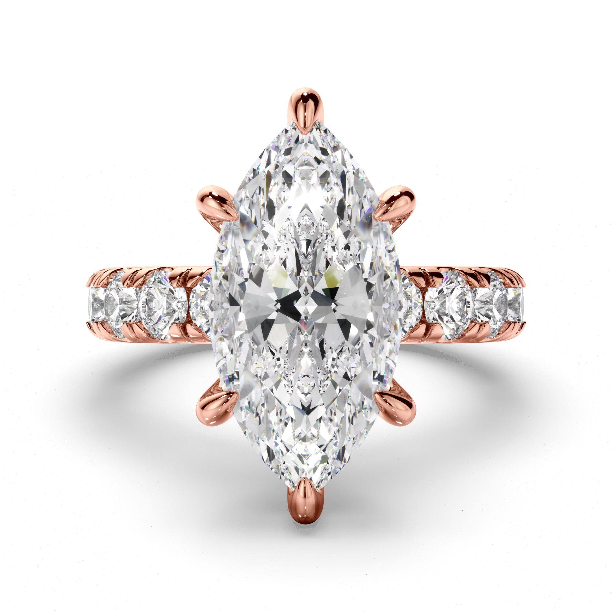 Marquise Cut Diamond Engagement Ring with Diamond Sides