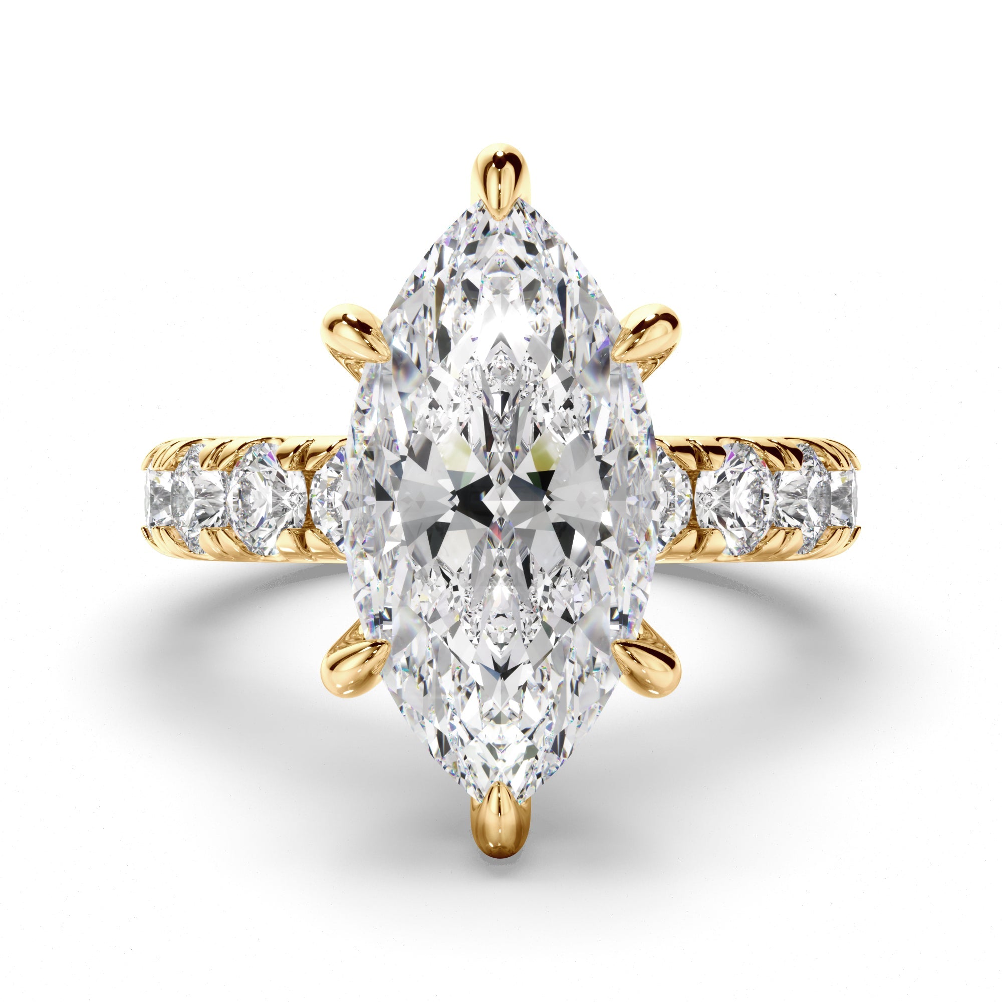 Marquise Cut Diamond Engagement Ring with Diamond Sides