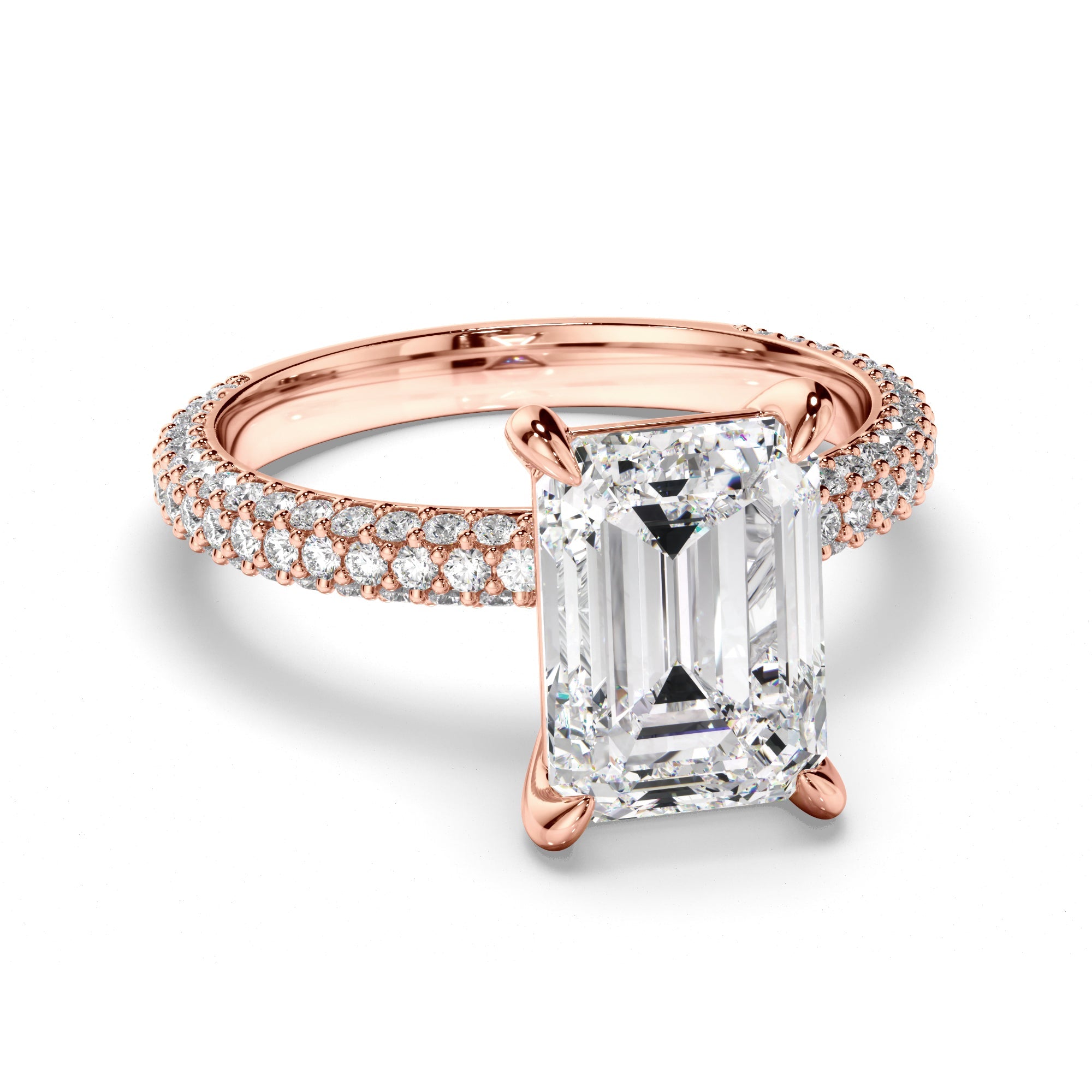 Emerald Cut Diamond Engagement Ring with Diamond Sides