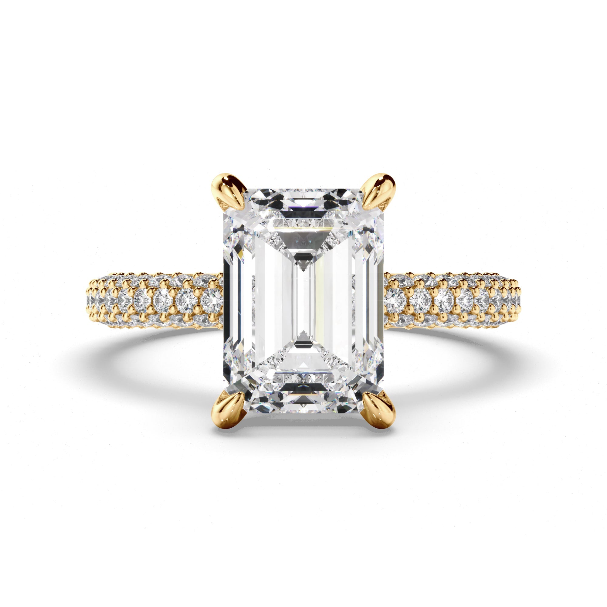 Emerald Cut Diamond Engagement Ring with Diamond Sides