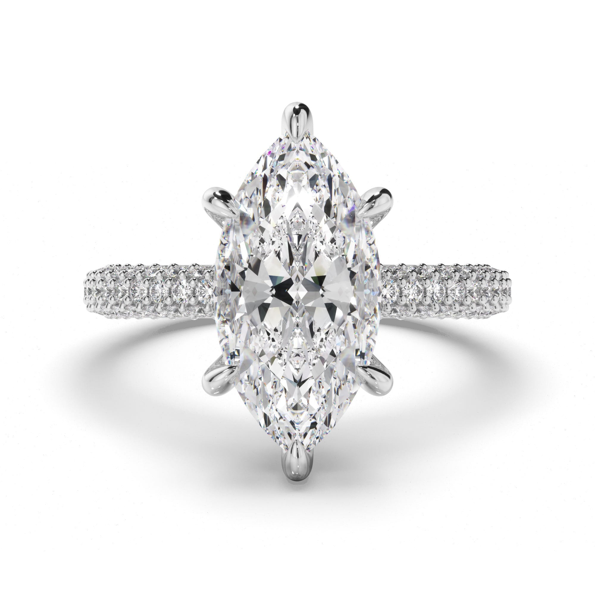 Marquise Cut Diamond Engagement Ring with Diamond Sides