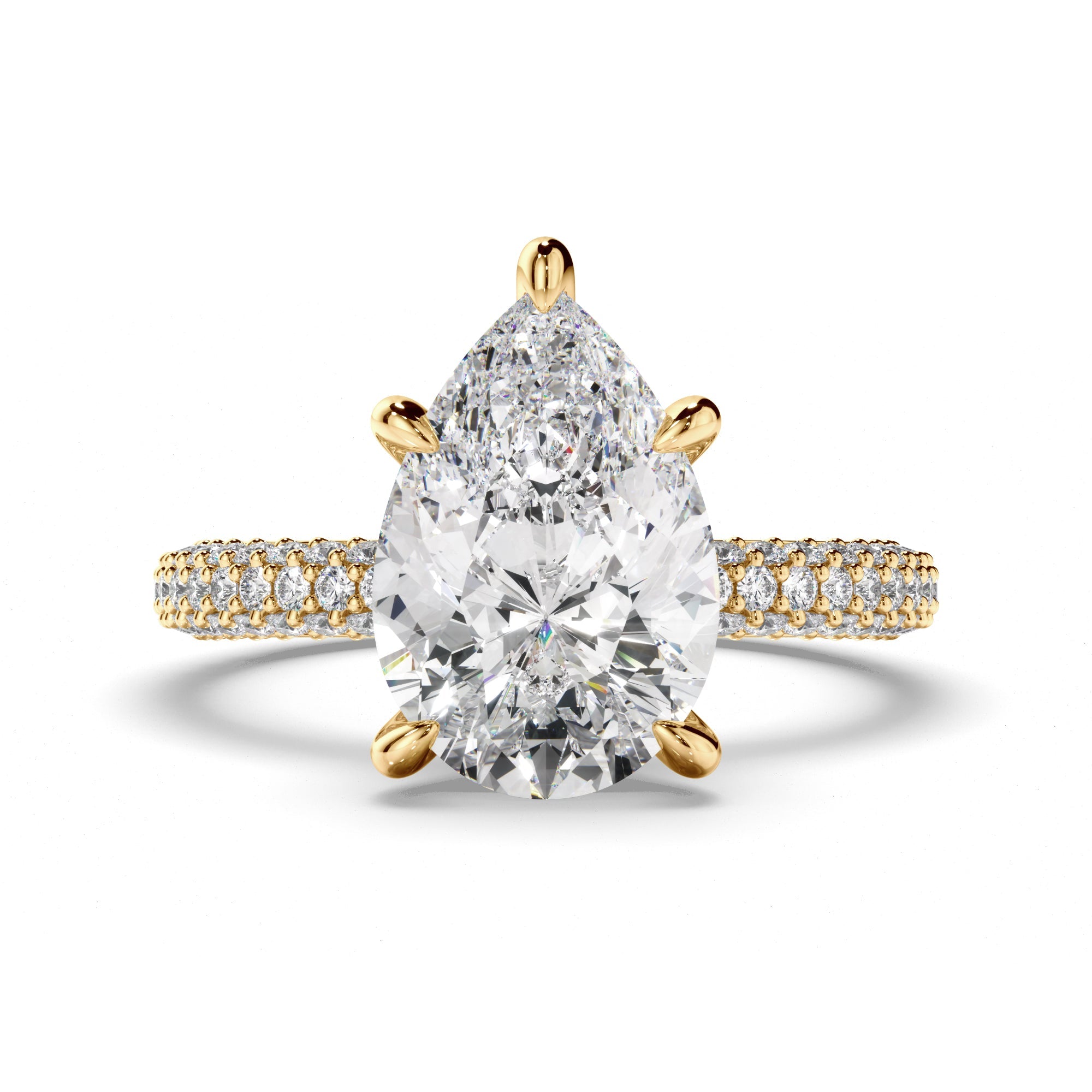 Pear Cut Diamond Engagement Ring with Diamond Sides