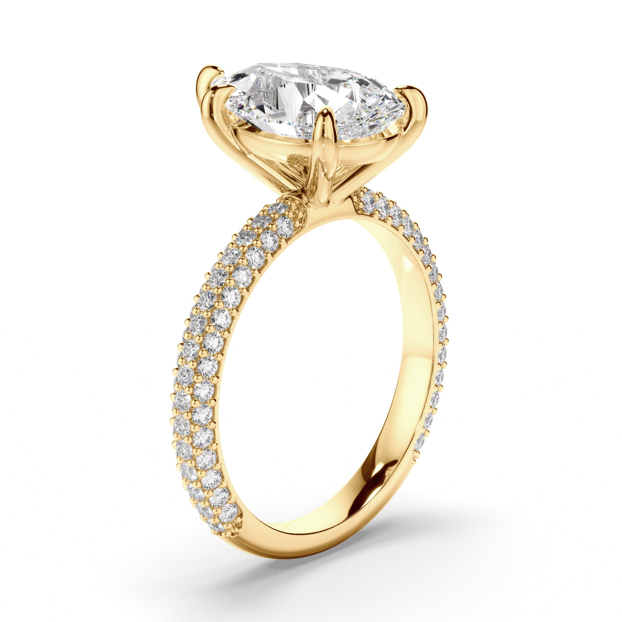 Pear Cut Diamond Engagement Ring with Diamond Sides