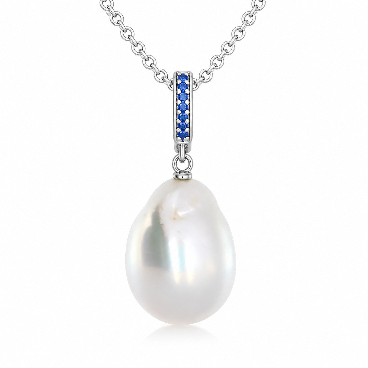 AUTORE Sterling Silver Sapphire & Baroque Pearl Pendant