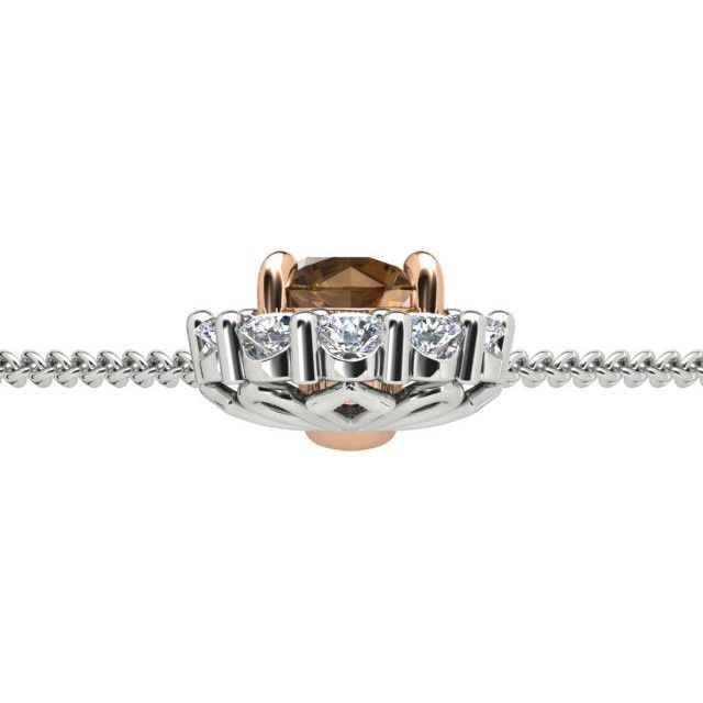 18ct White & Rose Gold Cognac Diamond Halo Pendant