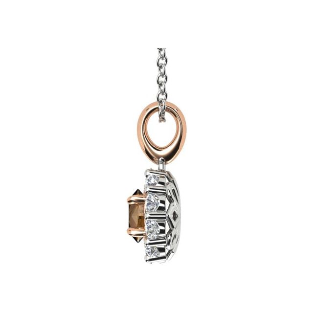 18ct White & Rose Gold Cognac Diamond Halo Pendant