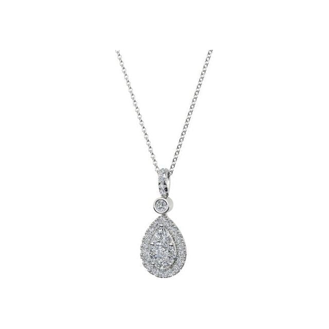 18ct White Gold 0.75ct Diamond Drop Pendant