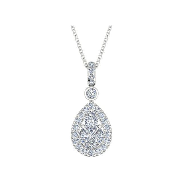 18ct White Gold 0.75ct Diamond Drop Pendant