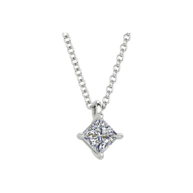 18ct White Gold 0.50ct 4-Claw Solitaire Diamond Pendant