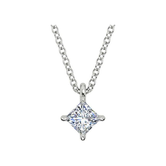 18ct White Gold 0.50ct 4-Claw Solitaire Diamond Pendant