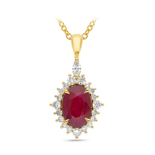1.08ct Ruby & 0.18ct Diamond Pendant in 9ct Yellow Gold