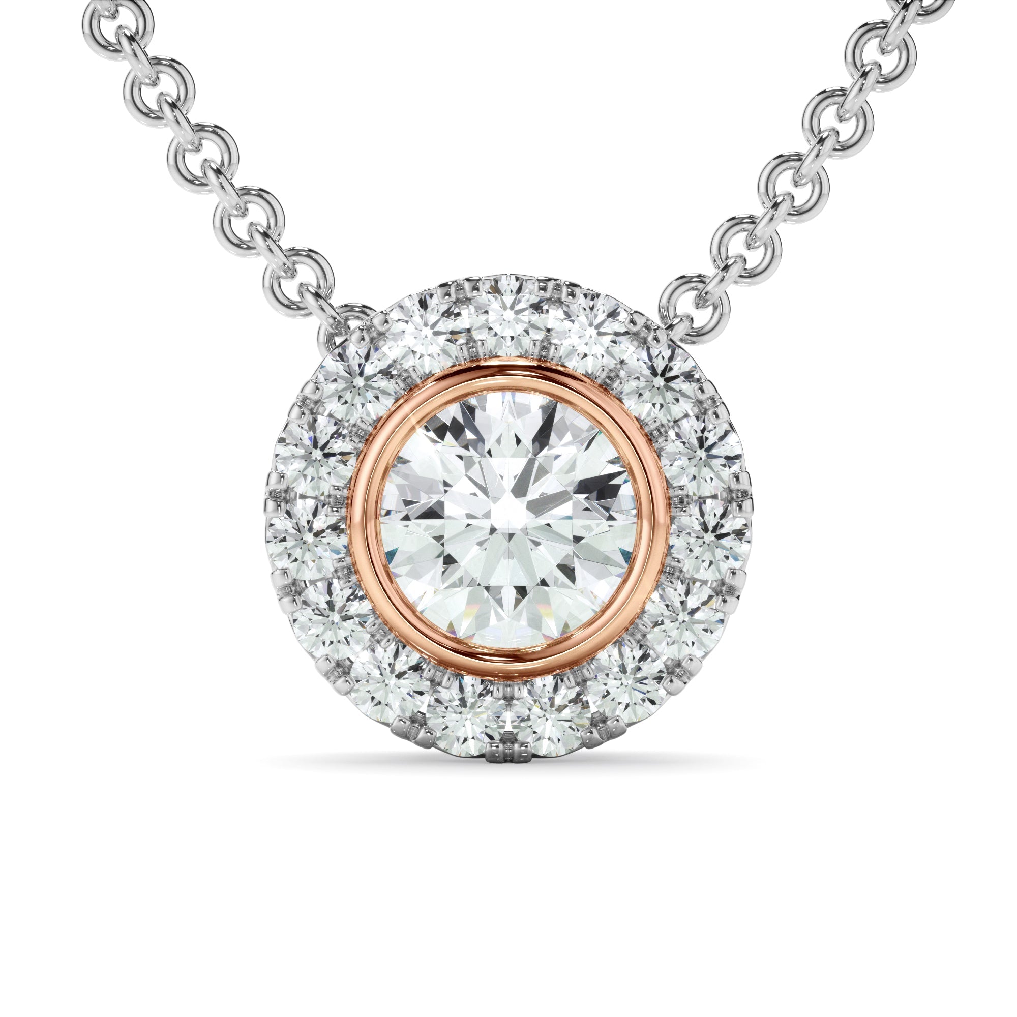 0.70ct Round Brilliant Cut Lab Grown Diamond Halo Necklet