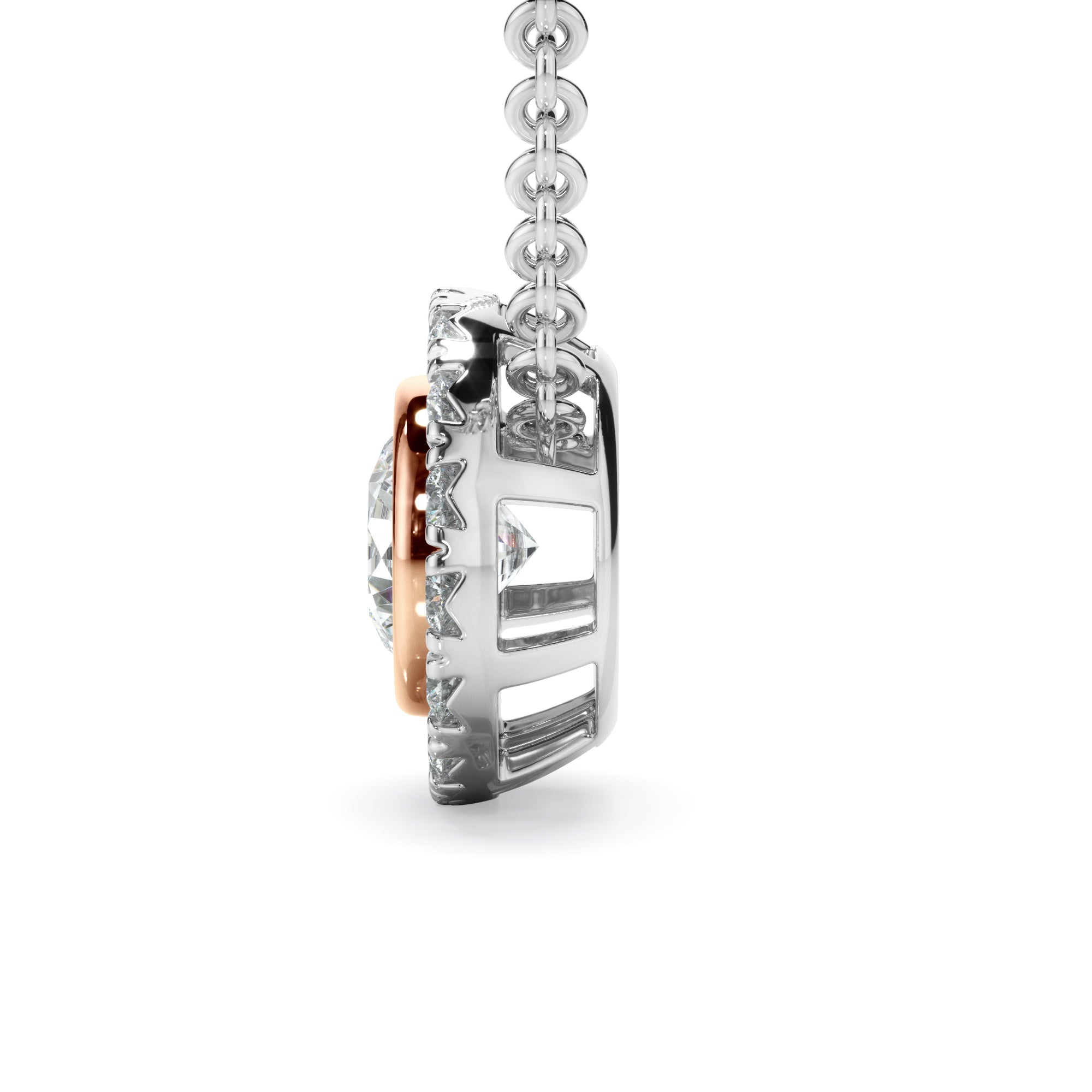 0.70ct Round Brilliant Cut Lab Grown Diamond Halo Necklet