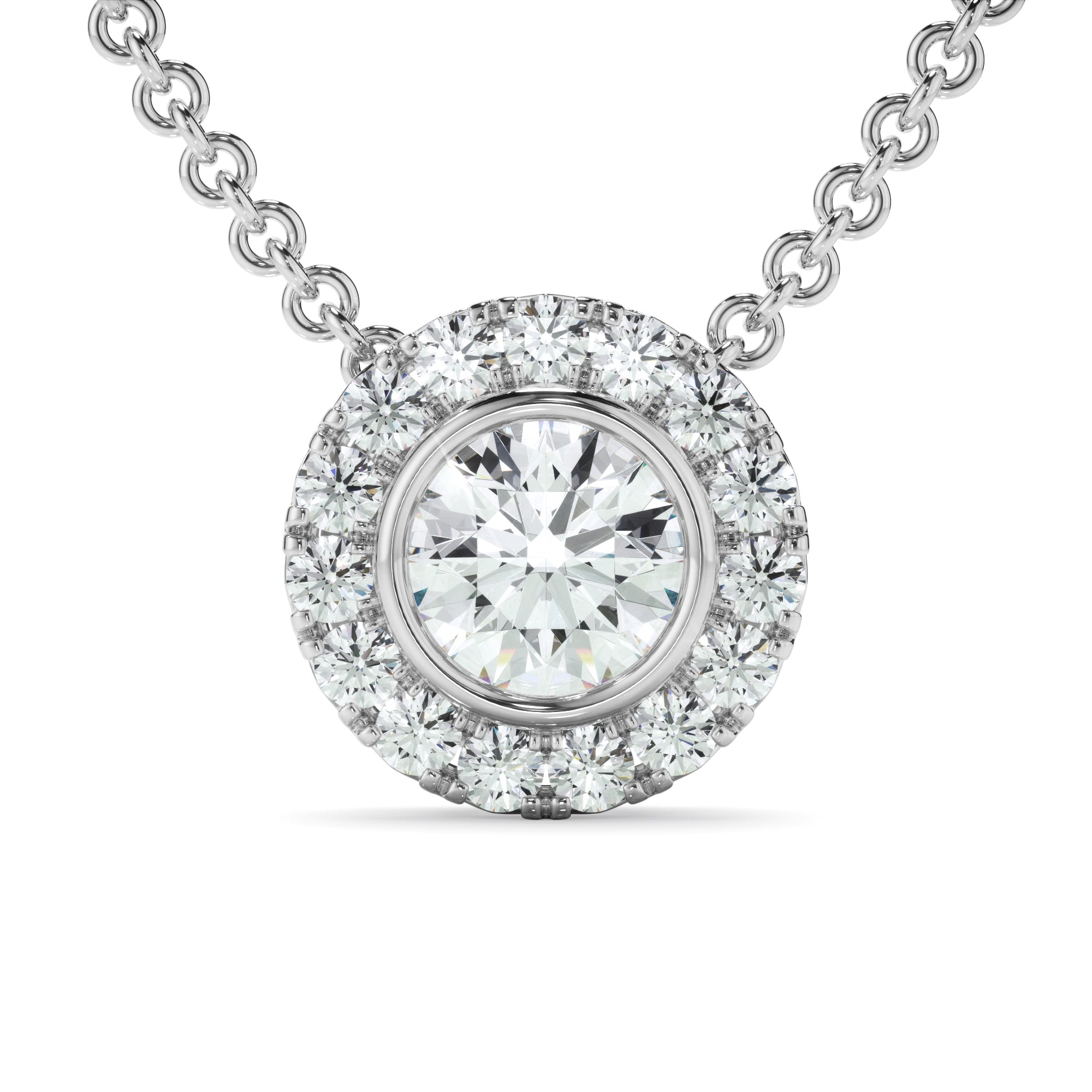 0.70ct Round Brilliant Cut Lab Grown Diamond Halo Necklet