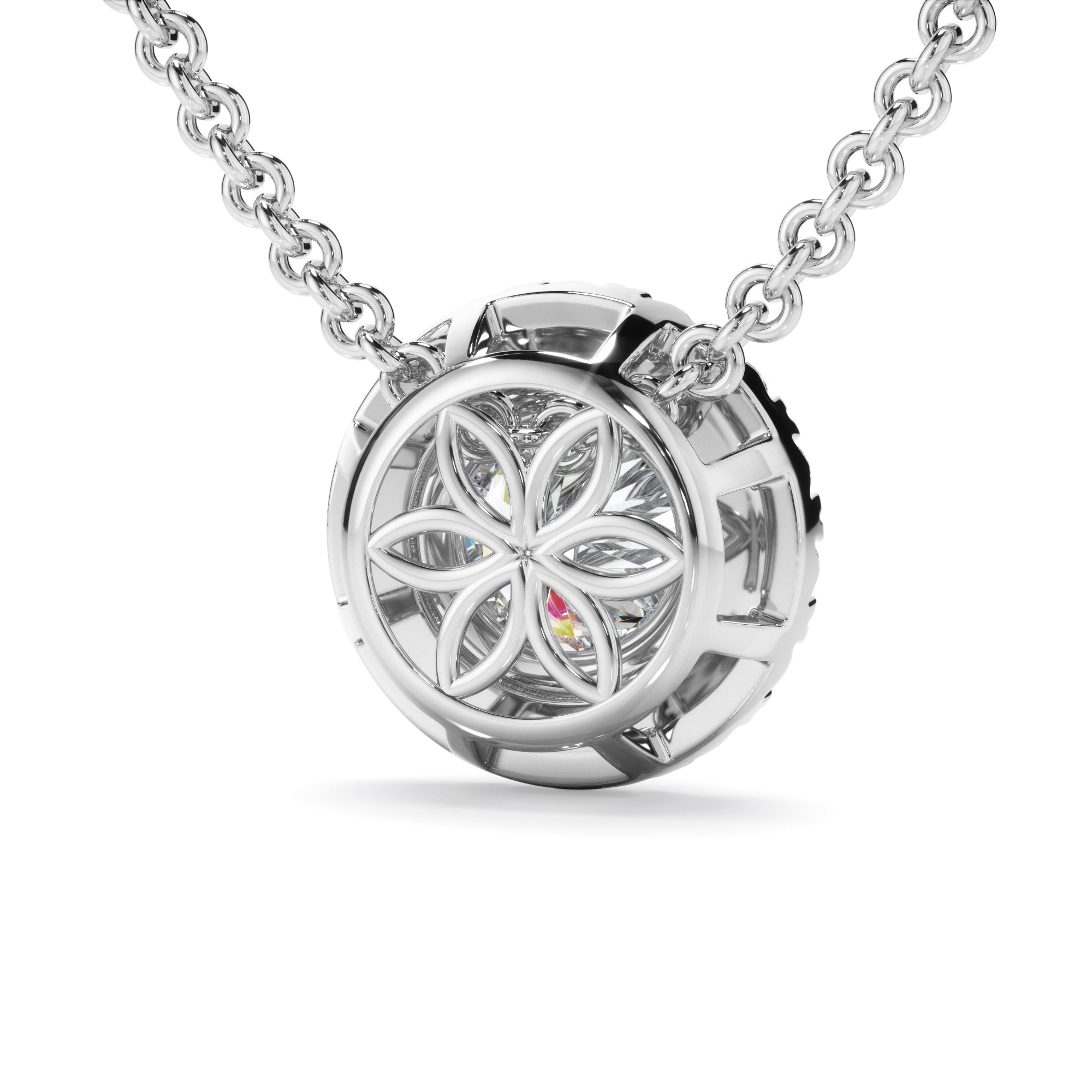 0.70ct Round Brilliant Cut Lab Grown Diamond Halo Necklet