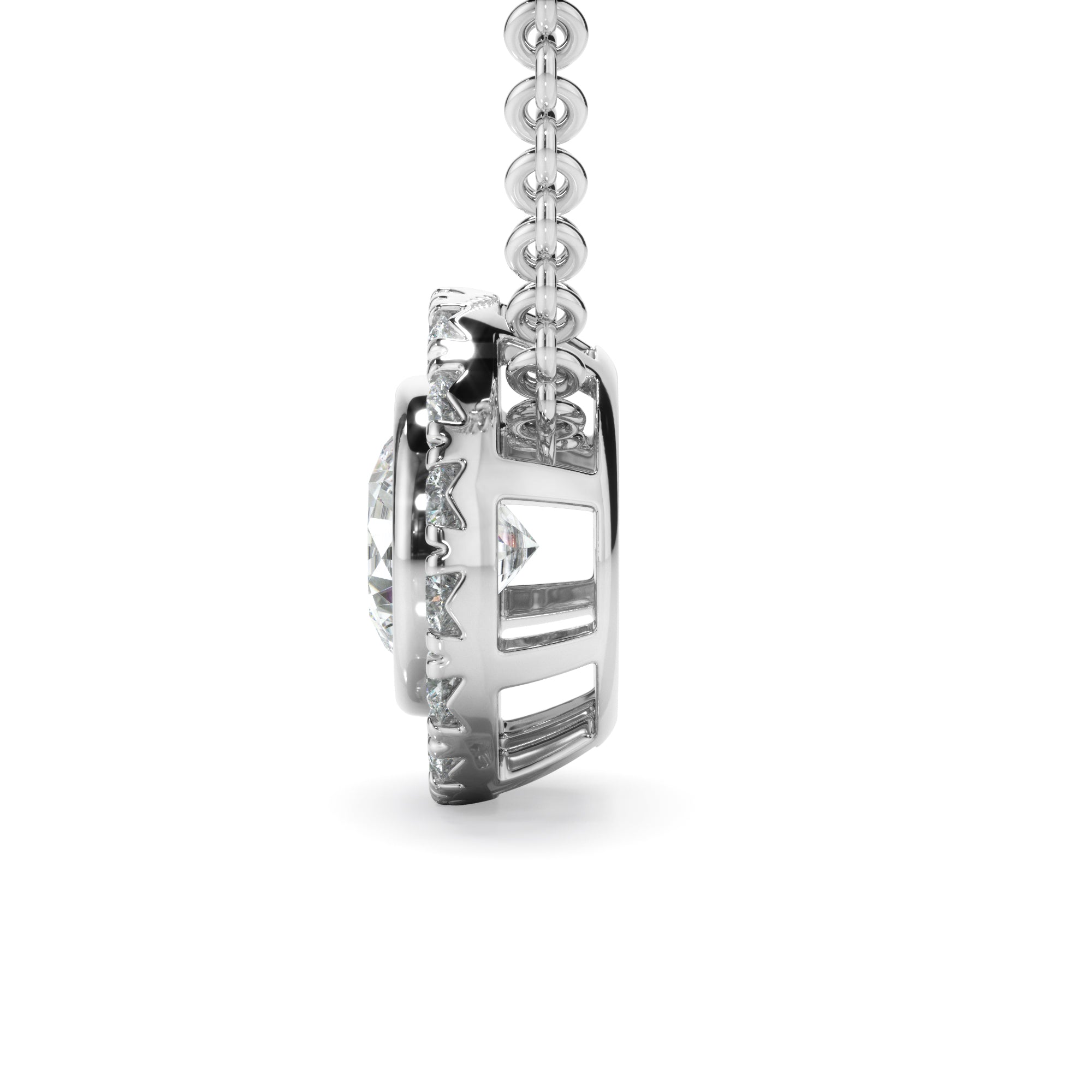 0.70ct Round Brilliant Cut Lab Grown Diamond Halo Necklet
