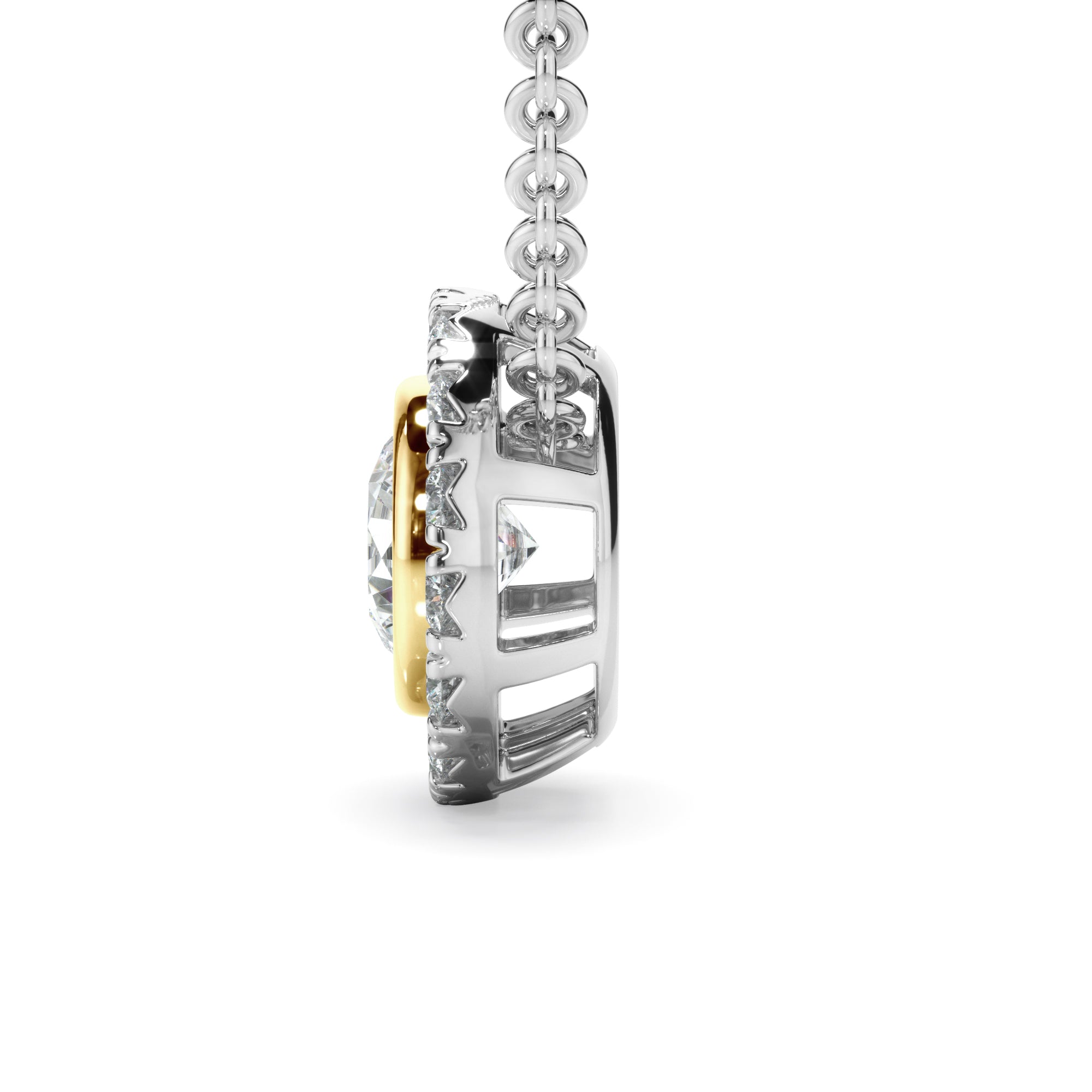 0.70ct Round Brilliant Cut Lab Grown Diamond Halo Necklet