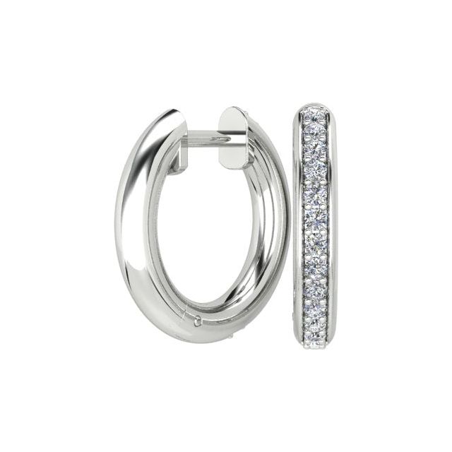 18ct White Gold Diamond Set Huggie Earrings