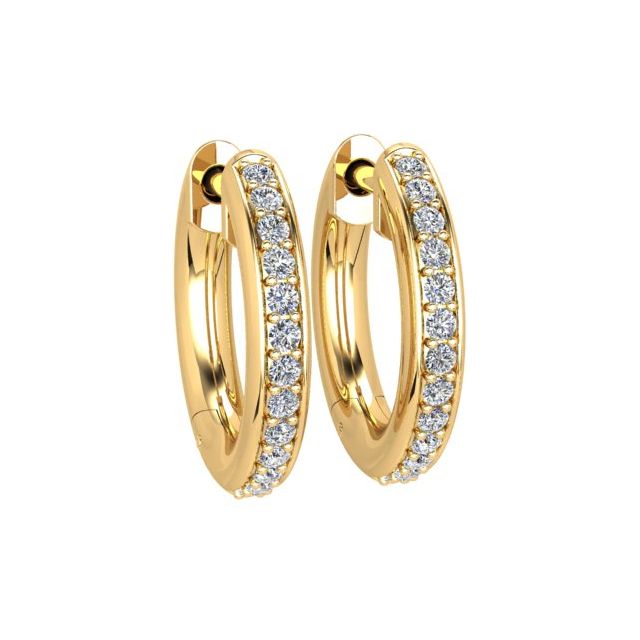 18ct Yellow Gold Diamond Set Huggie Earrings