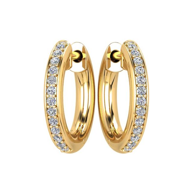 18ct Yellow Gold Diamond Set Huggie Earrings