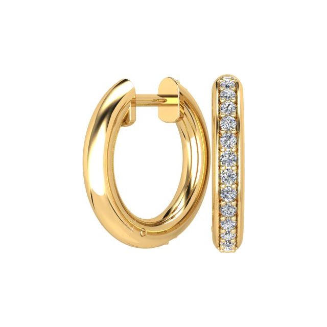 18ct Yellow Gold Diamond Set Huggie Earrings