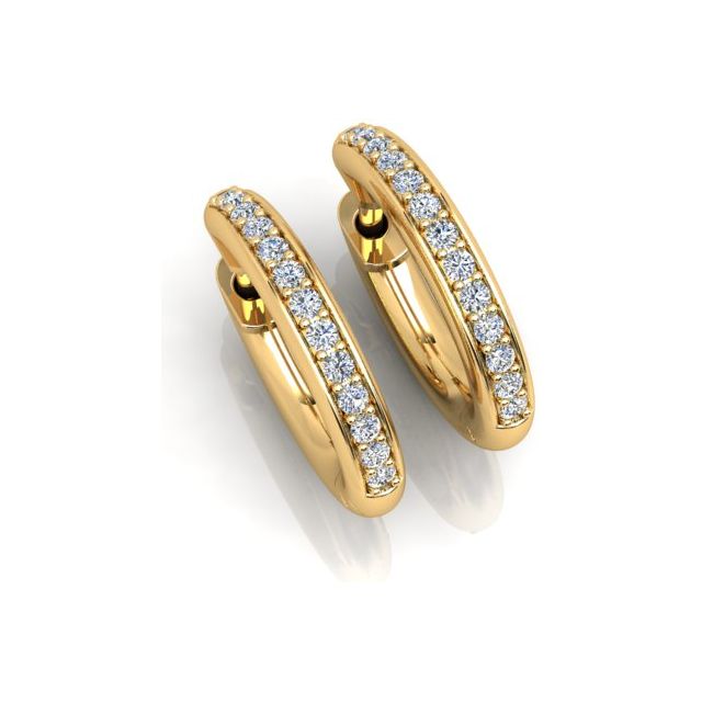 18ct Yellow Gold Diamond Set Huggie Earrings