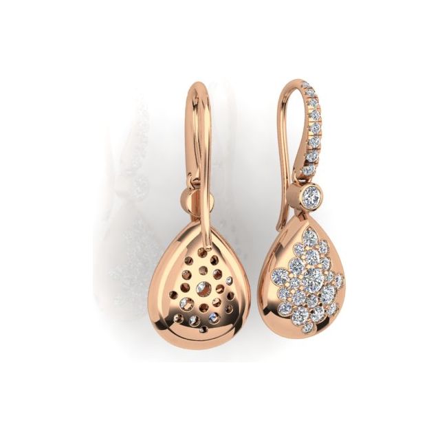 18ct Rose Gold 1.27ct Diamond Set Drop Earrings