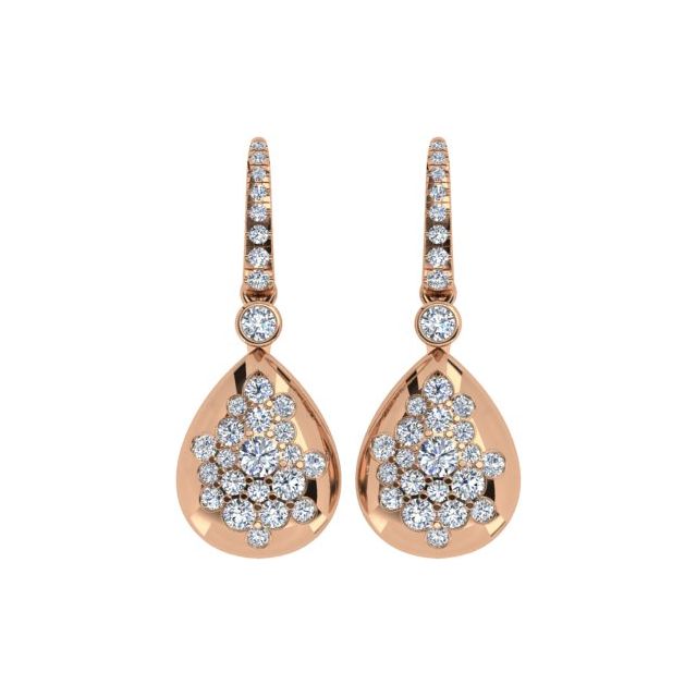 18ct Rose Gold 1.27ct Diamond Set Drop Earrings