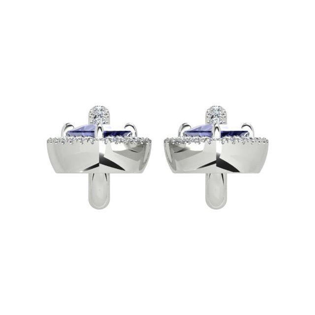 18ct White Gold Tanzanite & Diamond Drop Earrings