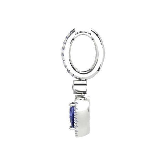 18ct White Gold Tanzanite & Diamond Drop Earrings