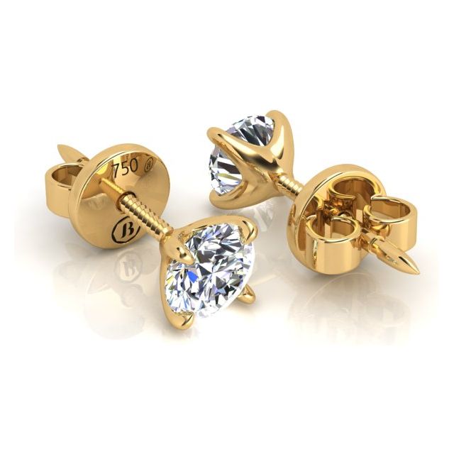 18ct Yellow Gold 1.00ct Round Brilliant Diamond Stud Earrings